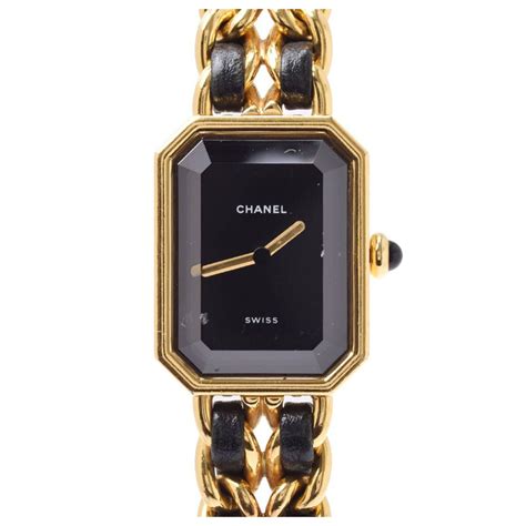 chanel watch black leather